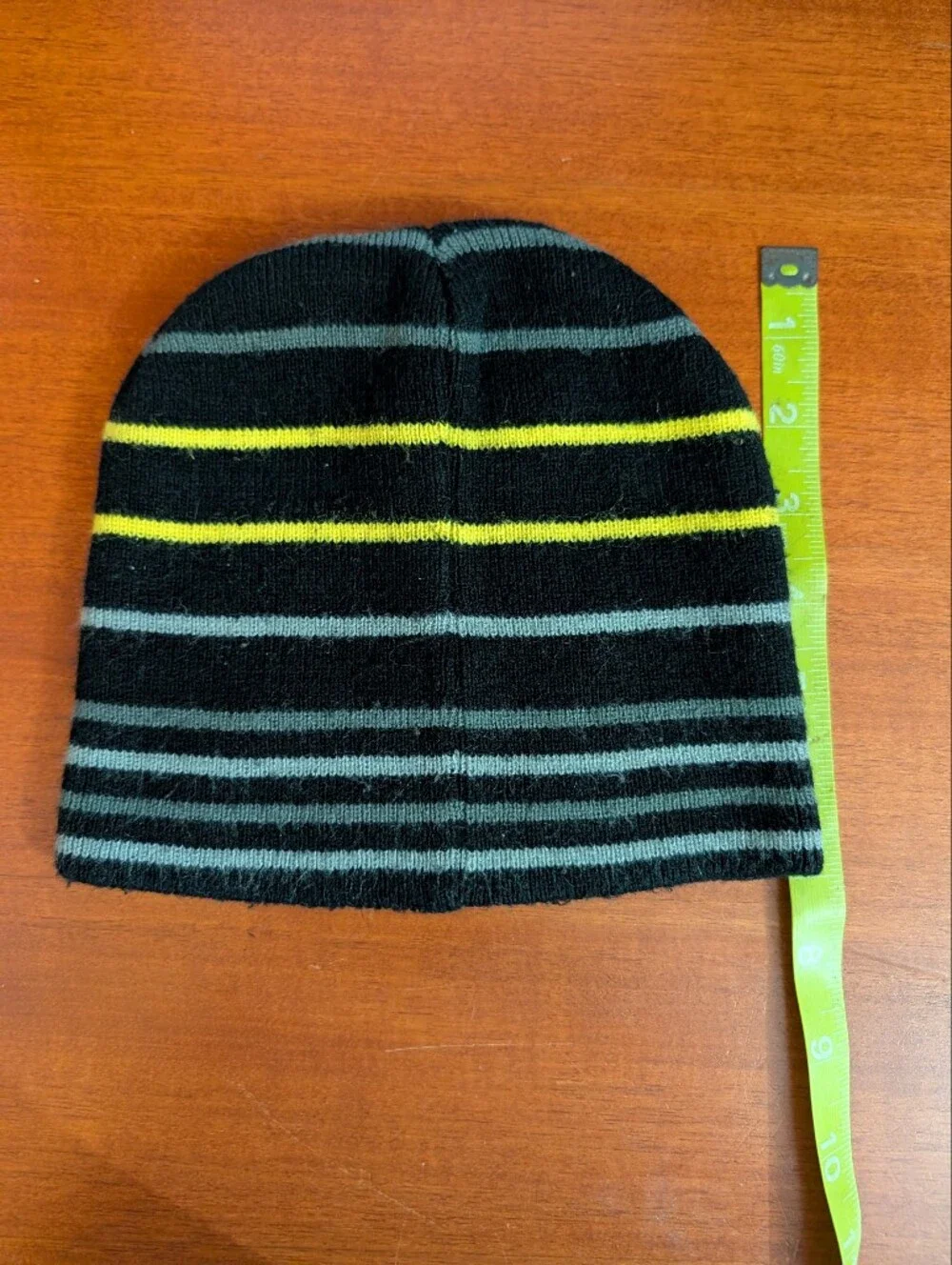 Black Striped Beanie Hat.